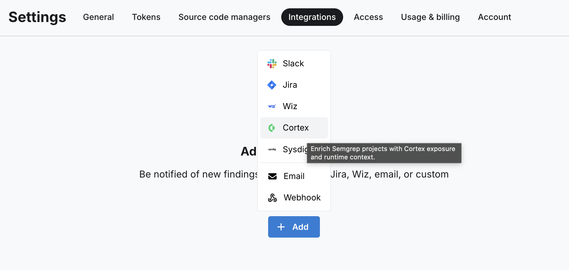 Add Cortex Integration with No Integration