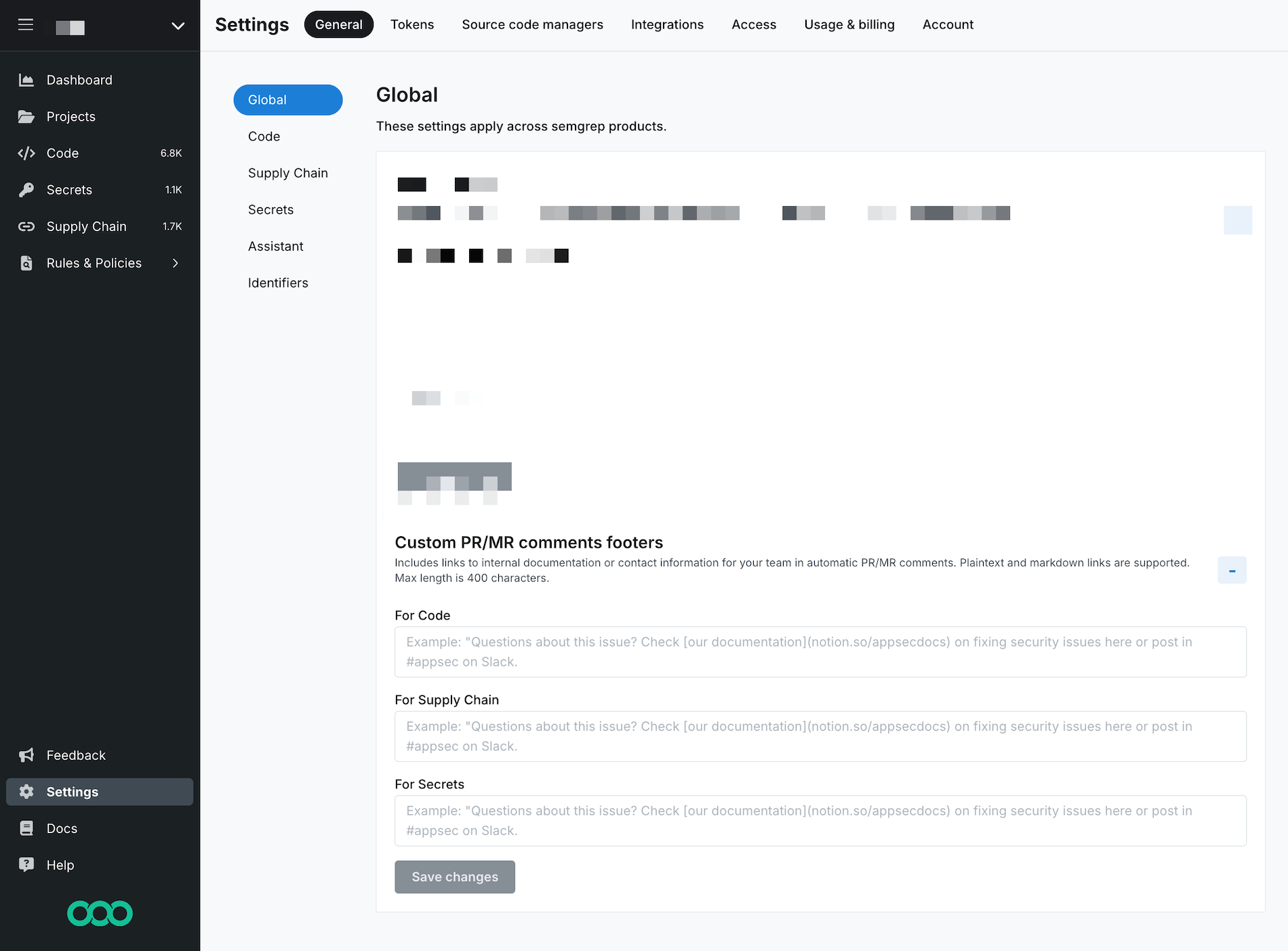 Custom comment configuration in Semgrep AppSec Platform